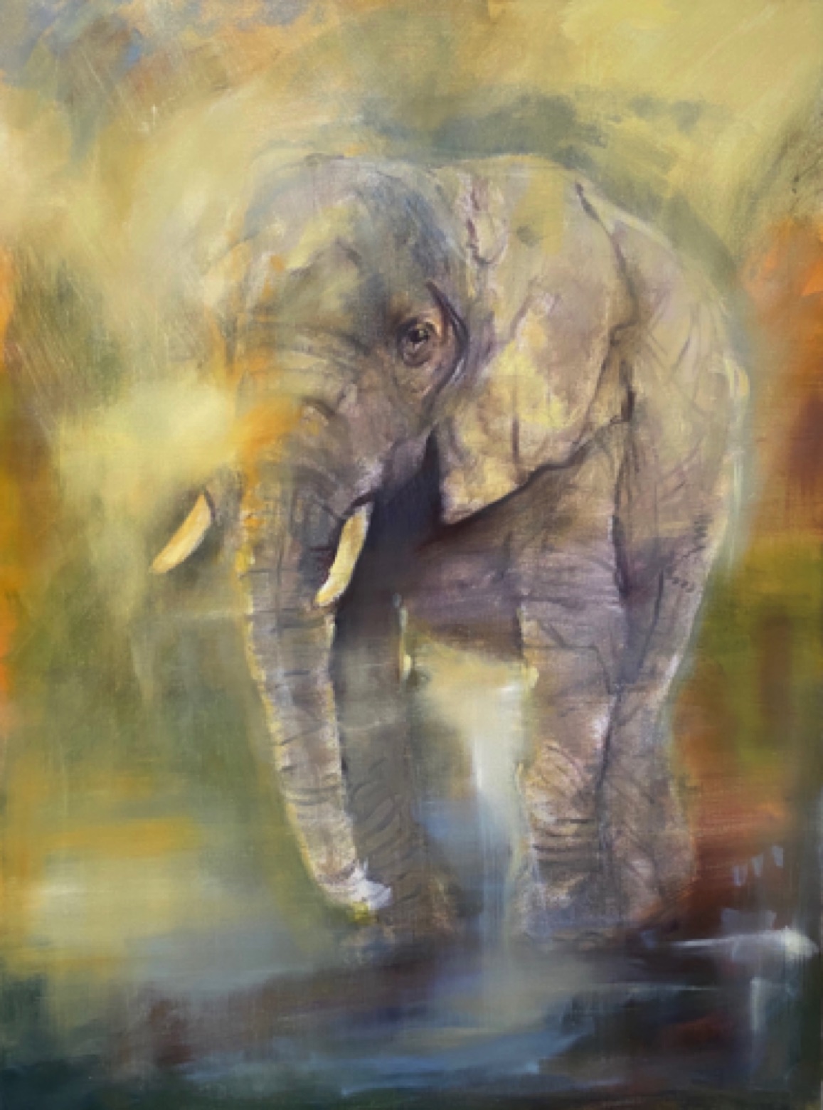 Gregg Chadwick 
When Elephants Weep
 48"x36" oil on linen 2020
Kate Cameron Daum Collection, Crowthorne, United Kingdom