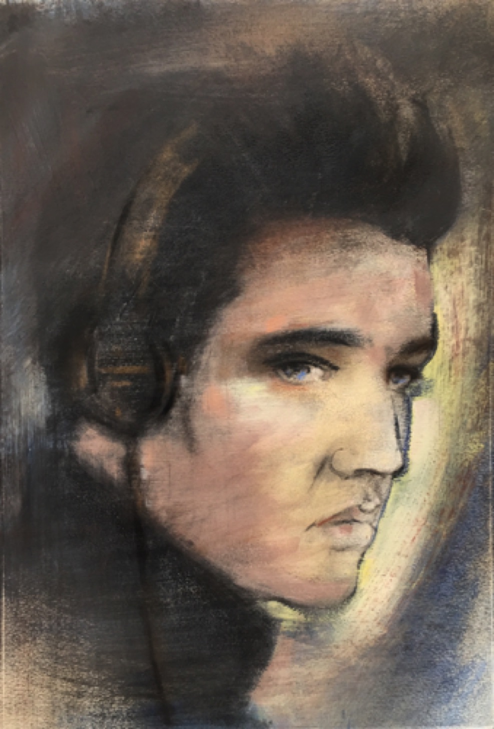 Gregg Chadwick
The King's Laurels (Elvis With Headphones)
14"x12" pastel and gouache on paper 2021